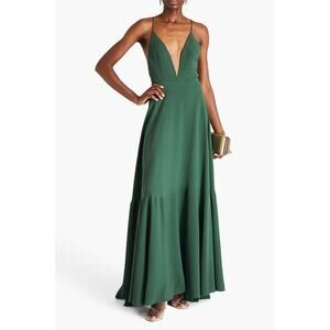 VALENTINO Women's Silk-Crepe Maxi Dress Size IT42/US6 In Emerald